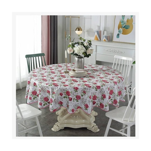 Nappe de table en coton beige à motifs floraux 60x90 pouces, lavable, tissu durable, certifiée ISO 9001, pour usage quotidien, personnalisation de marque disponible - Product Image 3