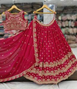 Beautiful Festive Party Wear New Arrival Georgette <b>Silky</b> Blouse & Lehenga and Dupatta With Best Discount Offer - Product Image 3