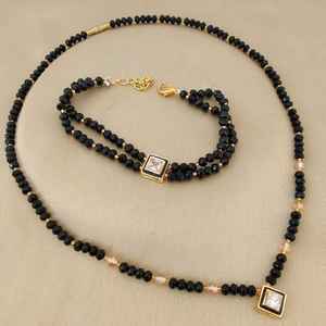 High Quality Gold Plated <b>Black</b> Pearl Manglesutra <b>Bracelet</b> Elegant Brass Jewelry for <b>Women</b> for Weddings and Casual Wear - Product Image 1