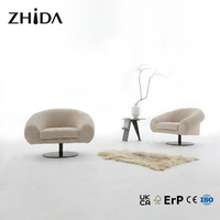 Fauteuil pivotant moderne en velours de luxe nordique avec mousse haute densité pour salon, hôtel, villa, projet de mobilier confortable