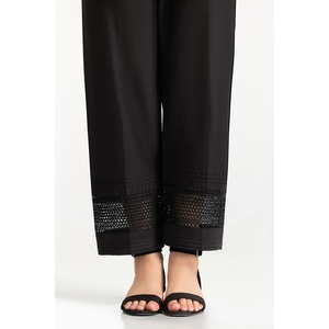 Pantalon cargo décontracté noir pour femme IUSTTR-42009, taille mi-haute, en crêpe, avec empiècements ajourés respirants et légers, taille XL - Product Image 2