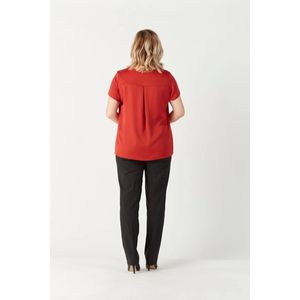 3202 a goccia in raso manica corta Plus Size Chic camicetta cannella