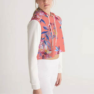 High Demanded Breathable Cotton <b>Fleece</b> Long Sleeve Short Length <b>Women</b> Hoodie Custom Solid Pullover Crop <b>Top</b> Hoodie - Product Image 3