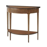 Table console élégante avec surface en bois de manguier fait main et cadre en métal brossé, ajoute du style et de la fonctionnalité aux espaces d'entrée