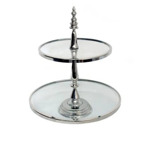 Lujoso soporte para pasteles Acabado en níquel Soporte para pasteles de frutas Royal Look Ecológico Hogar Fiesta de cumpleaños Celebración Servidor de pasteles - Product Image 1