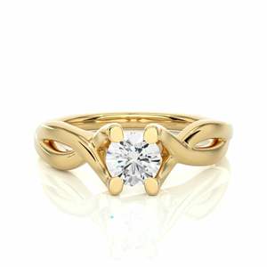 Bague de fiançailles en diamant rond solitaire avec tige torsadée pour femmes - Product Image 6
