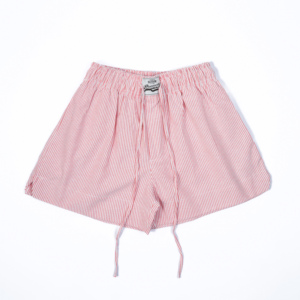 Short de plage à rayures pastel fabriqué sur mesure au Vietnam pour hommes femmes tissu de coton respirant avec broderie imprimée Style Streetwear - Product Image 1