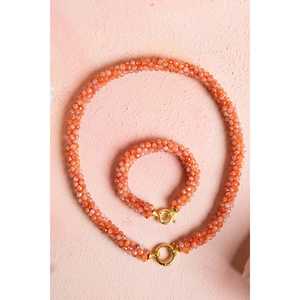 Set di Gioielli in Pietra del Sole Lavorato a Mano Certificato con Chiusura in Argento, Collana 48 cm, Bracciale 19 cm - Product Image 2