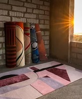 Tapis décoratif moderne géométrique rustique en mélange de laine et de Tencel, tufté à la main, à poils longs, en latex doux, anti-taches et anti-chute de poils