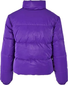 Veste matelassée en velours côtelé écologique pour femme, couleur unie, col coussin, manches longues, fermeture éclair, manteau d'hiver, coupe classique - Product Image 2