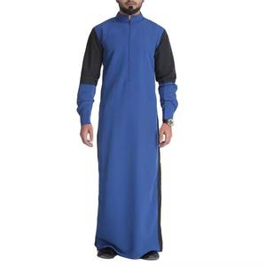 Musulman Arabe Vêtements pour Hommes Loose Stand Collar Patchwork Long Sleeves Abaya Robe Moyen-Orient Islamique - Product Image 4