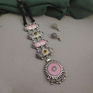 Conjunto de collar y pendientes de corbata Meenakari oxidado más vendido, joyería india de alta calidad directa del proveedor - Product Image 5