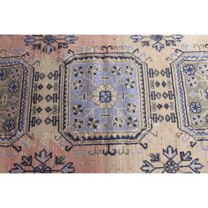 Alfombra Turca Vintage de Lana Azul, 2.5x10.8 pies (76x330 cm) - Product Image 4