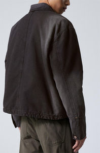 OEM Veste utilitaire décontractée pour hommes en coton de haute qualité en toile épaisse délavée à l'acide avec fermeture éclair et poches - Product Image 3