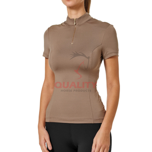 Mujeres ecuestres con estilo, Top atlético, tela elástica, camisa transpirable que absorbe la humedad, diseñada para montar a caballo - Product Image 1