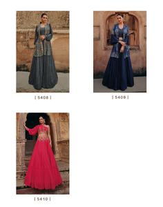 Lahenga choli de seda chinon auténtica, bordado en la parte delantera y trasera con cancan. - Product Image 5