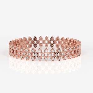 Brazalete de Oro de 18K con Diamante Moissanite de Corte Redondo, Elegante Brazalete - Product Image 5