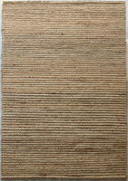 Eleganter Naturfarbener Handgewebter Woll-Hanf-Teppich Moderner Rutschfester Strukturierter Flachgewebter Gestreifter Design-Durries-Teppich