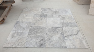 2025 Bạc travertine mô hình pháp đá tự nhiên <span class=keywords><strong>pavers</strong></span> giảm Matt gạch cho trong nhà ngoài trời sàn bộ kích thước có sẵn - Product Image 3