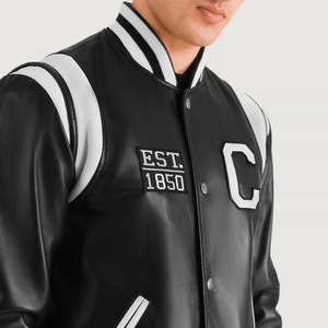 Chaqueta Universitaria Vintage Liberte California, Piel de Oveja Negra, Talla XS, Impermeable, Bordada, Estilo Otoñal - Product Image 4