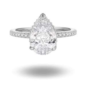 Bague classique en argent sterling 925 plaqué or 14 carats avec zircone cubique blanche taille poire pour fiançailles, anniversaire, mariage, cadeau - Product Image 2