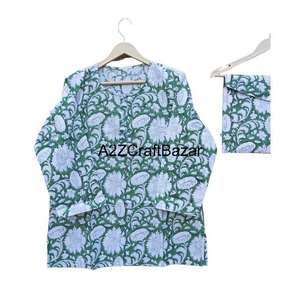 Conjunto de Pijama de Verano para Mujer con Estampado Floral, Cuello Redondo Suave, Mangas Largas, Cierre con Cordón, 100% Algodón de Punto - Product Image 6
