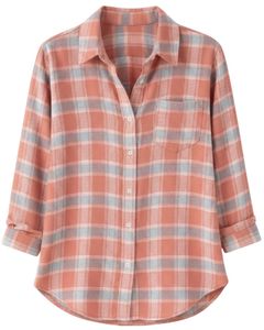 Camisa Oversize a Cuadros para Mujer, Gris Melocotón, Manga Larga, Casual, de Franela, Tipo Túnica, Suave, para Invierno, Venta al por Mayor - Product Image 1