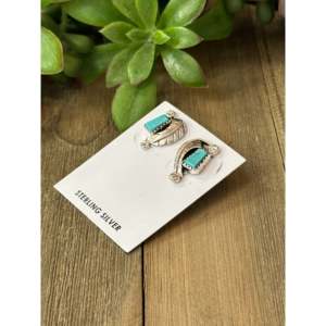 Kingman Turquoise <b>Sterling</b> <b>Silver</b> Post <b>Earrings</b> Geometric Bezel <b>Set</b> <b>Studs</b> - Product Image 4