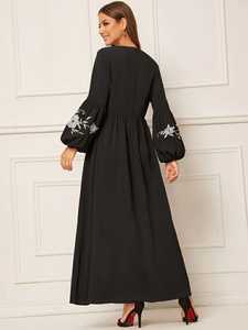 Vestido de fiesta exclusivo de algodón para mujer, vestido informal Sexy de manga larga con bordado mexicana - Product Image 2