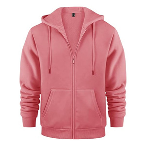 Sudadera con Capucha de Invierno para Hombre, Diseño de Patrón Sólido con Cierre, Tejido de Felpa Francesa Bordada, Material de Poliéster/Algodón - Product Image 4