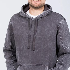 Sweat à capuche lavé à l'acide de qualité supérieure pour hommes confortable coupe décontractée polaire douce impression de broderie personnalisée marque en vrac en gros - Product Image 4