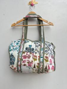 High Quality Luxury Durable Quilted Duffle Bag <b>Block</b> Print Design Large Capacity Picnic Shopping Sports Weekender <b>Yoga</b> Beach - Product Image 4