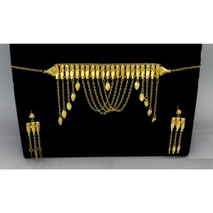 Martasha-Ensemble de bijoux arabes en plaqué or pour le Ramadan et l'Aïd spécial Dubaï, ensemble collier et boucles d'oreilles - Product Image 2