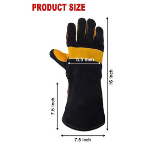 Guantes de seguridad de cuero de vaca de alta resistencia para soldadura Resistencia a la abrasión para protección de barbacoa de construcción de extinción de incendios - Product Image 6