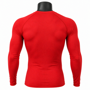 Men’s Red Compression Shirt <b>Long</b> <b>Sleeve</b> Gym Fitness Graphic Print Tight <b>Base</b> <b>Layer</b> Sportswear OEM Wholesale - Product Image 2
