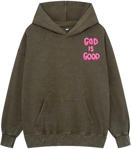 100% Cotton <b>Thick</b> Fleece Bible verses Custom Logo Oversized Pullover Hoodies Autumn High Street Fashion Apparel hoodies - Product Image 2