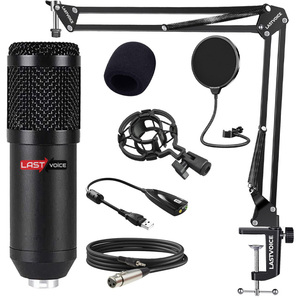 Kit de microphone à condensateur professionnel BM800BT avec carte son Bluetooth, support de bras articulé réglable et filtre anti-pop - Product Image 2