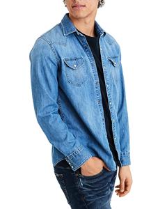 Chemise en jean pour homme de haute qualité, best-seller, design personnalisé OEM, nouvelle mode, fermeture à boutons en corne, motif à carreaux - Product Image 3