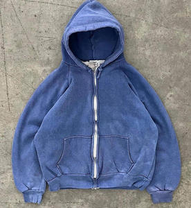 Custom Heavyweight 100% Cotton French Terry <b>Hoodie</b> Quality <b>Black</b> 480 500 550 600 Gsm <b>Zip</b> up Stone Acid Wash Winter <b>Hoodie</b> - Product Image 4