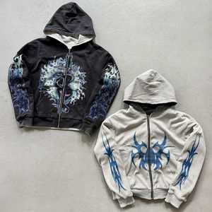 เสื้อฮู้ดดี้ผ้าคอตตอนหนานุ่มสไตล์วินเทจแบบสตรีทแวร์ รุ่นใหม่ ผลิตตามสั่ง (OEM) พิมพ์ลายสกรีนแบบกำหนดเอง ผ้าถักลายวาฟเฟิล สำหรับผู้ชาย แบบสองด้าน - Product Image 1