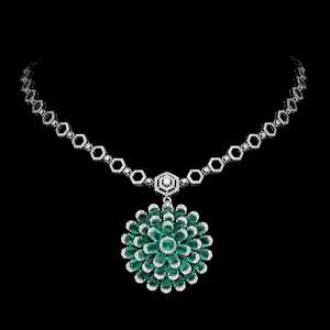Natural <b>Emerald</b> Zircon Flower Pendant Zircon Chain Detachable Design 925 Sterling <b>Silver</b> Vintage IGI Certified Women's Jewelry - Product Image 2
