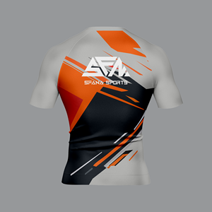 Personnalisé Hommes MMA BJJ Rash Guard Shorts Deux Pièces Ensemble Compression Fit Anti-UV Sportswear Tissu Extensible À Séchage Rapide Durable Formation - Product Image 2