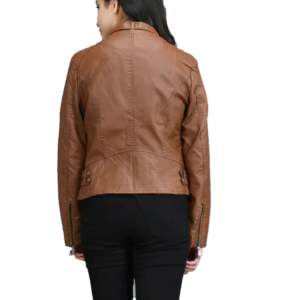 2024แจ็คเก็ตหนัง PU เข้ารูปคอตั้งสำหรับผู้หญิง, เสื้อโค้ทหนังปกซิปแขนยาวเสื้อแจ็คเก็ตลำลอง PU เย็นฤดูใบไม้ผลิฤดูใบไม้ร่วง - Product Image 3