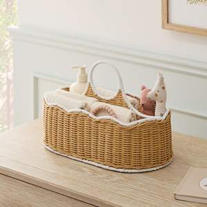Wholesale Natural Rattan <b>Changing</b> Table Basket Nursery Organizer Wicker Diaper Storage Basket <b>Baby</b> Essentials Natural Kid Caddy - Product Image 6