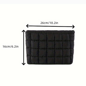 Tùy Chỉnh Mềm Quilted Puffer Độn Vuông Trang Điểm Pouch Phụ Nữ Puffy Túi Phụ Nữ Dây Kéo Mỹ Phẩm Ly Hợp Túi - Product Image 5