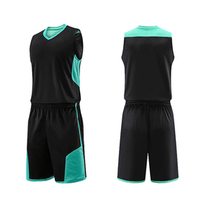 Conjunto de Camiseta y Pantalones Cortos de Baloncesto Personalizados, 100% Poliéster, Impresión por Transferencia de Calor, Tejido Transpirable de Secado Rápido, Diseño de Dos Tonos - Product Image 1