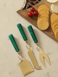 Juego de cuchillos para queso de 3 piezas de acero inoxidable dorado premium a precio mayorista - Product Image 5