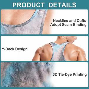 Camiseta sin mangas informal para hombre, chaleco de estilo playero de punto transpirable ligero, ropa de gimnasio estampada sin mangas por sublimación 3D para playa - Product Image 5