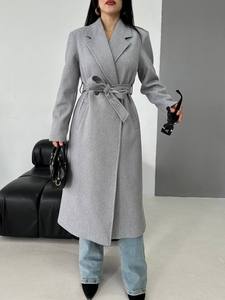 Manteau trench élégant gris en mélange polyester/coton, décontracté, à manches longues, col chemise, ceinturé, réversible, coupe-vent, pour l'automne - Product Image 3