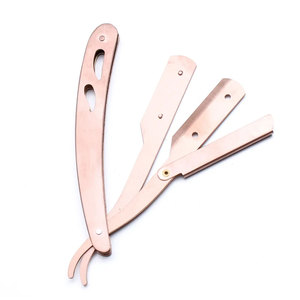 Rasoir pliant professionnel en acier inoxydable coupe-barbier à bord droit pour le rasage du bikini du corps du visage avec support sécurisé - Product Image 5